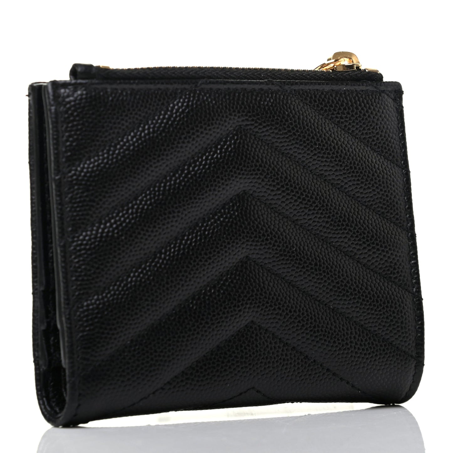Grain De Poudre Matelasse Chevron Monogram Zipped Card Case Black