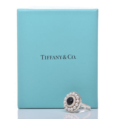 Tiffany Sterling Silver Black Onyx Freshwater Pearl Ziegfeld Ring 49 5 10 of 10