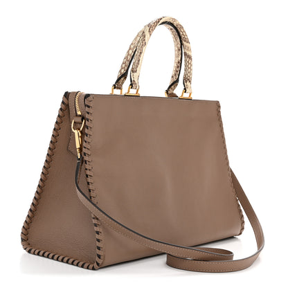 Louis Vuitton Calfskin Snakeskin Very Zipped Tote Taupe 5 of 21