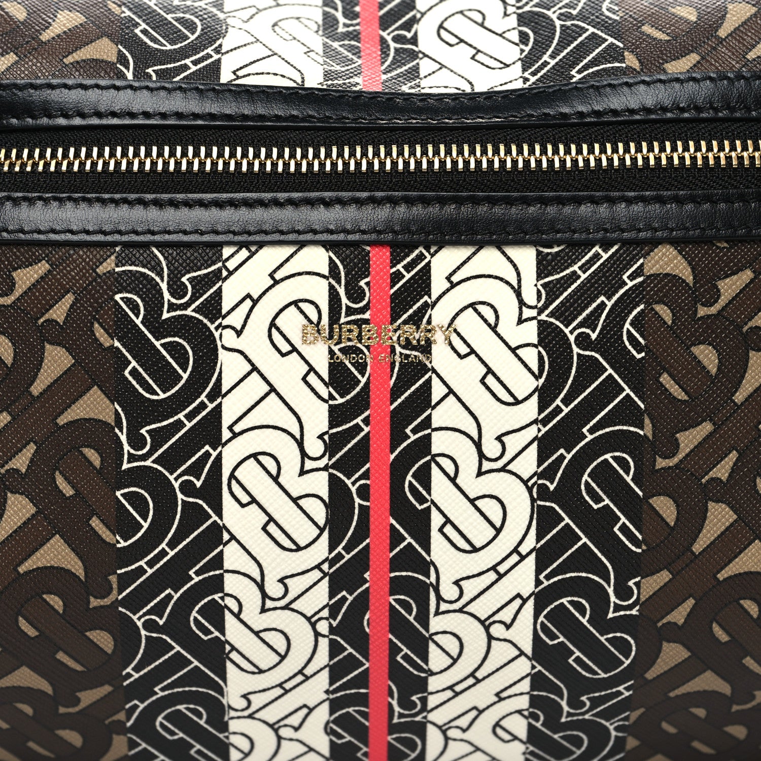 Burberry E-Canvas Monogram Stripe Medium Sonny Bum Bag Bridle Brown 9 of 11