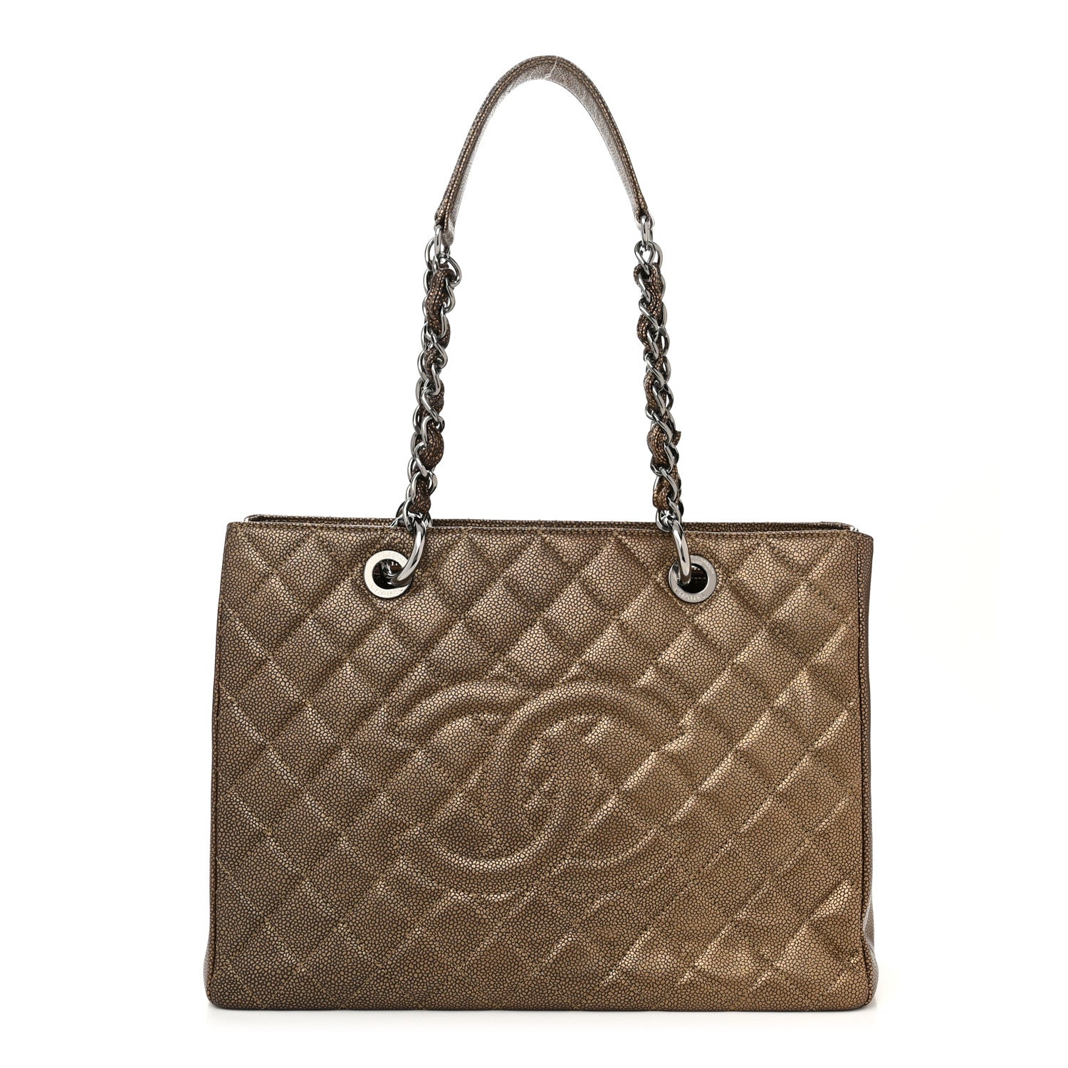 Chanel Metallic Caviar Quilted Grand Shopping Tote GST Bronze 1 of 12