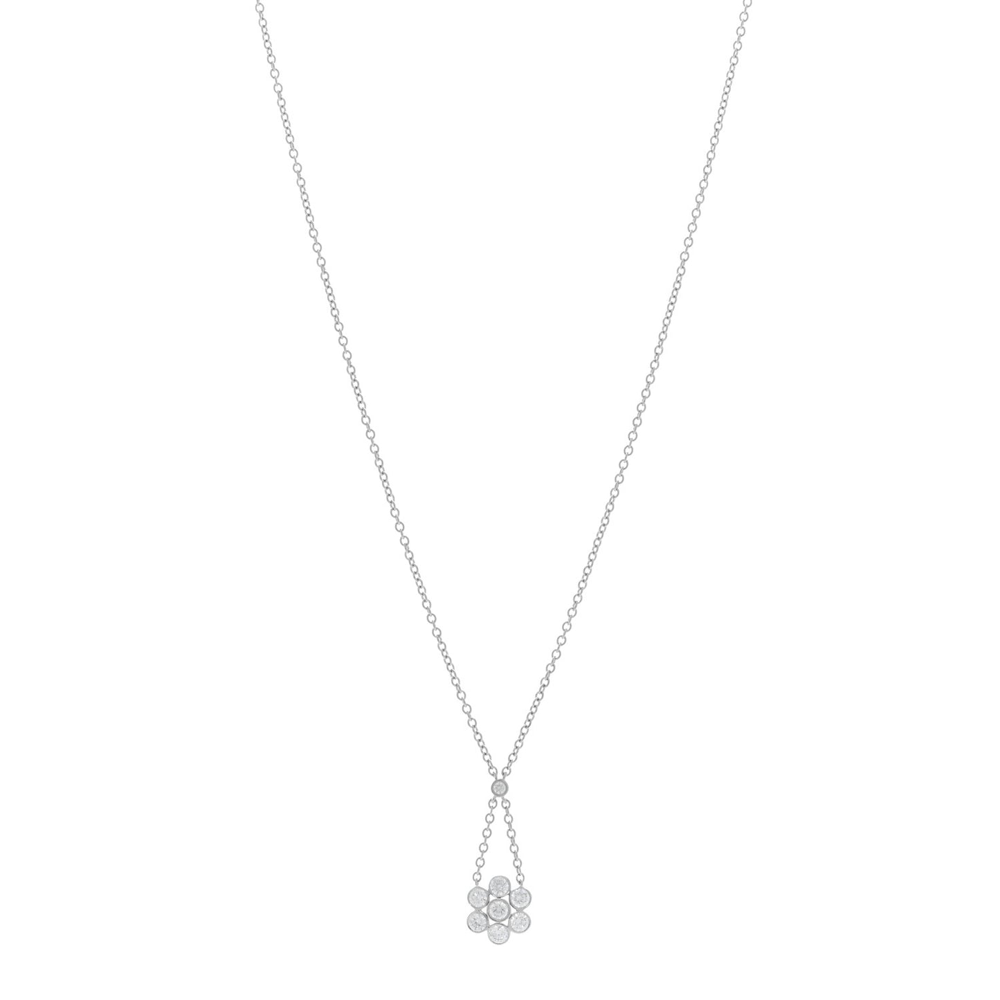 Platinum Diamond Enchant Flower Drop Pendant Necklace