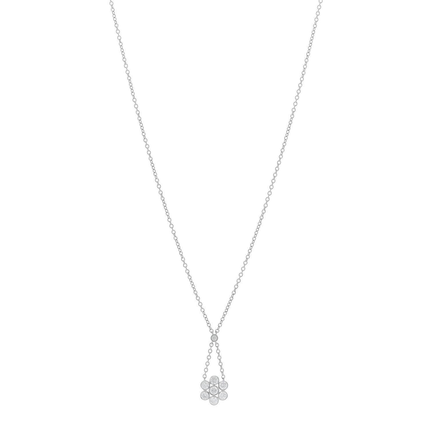 Tiffany Platinum Diamond Enchant Flower Drop Pendant Necklace 1 of 4