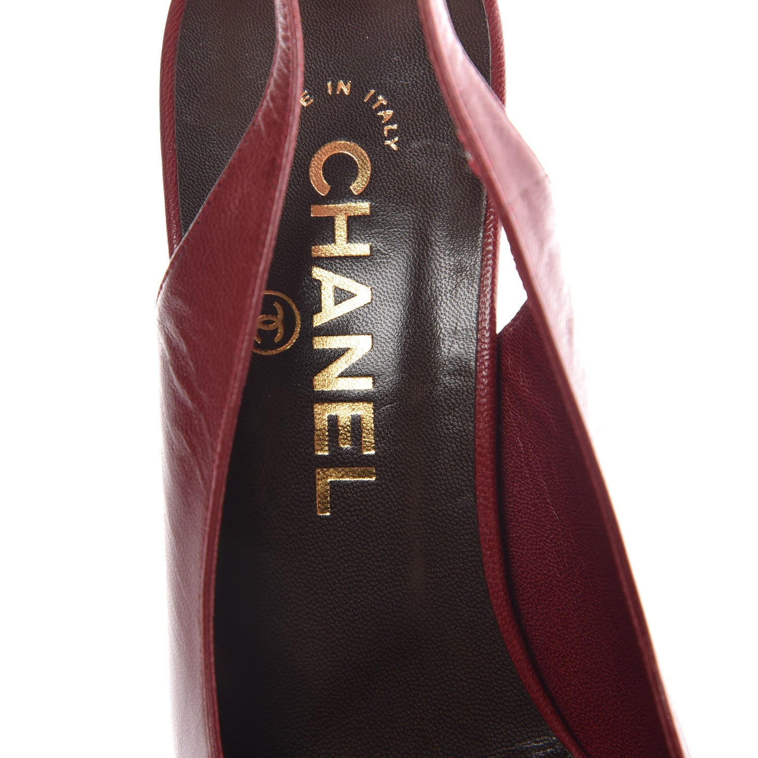 Chanel Calfskin Camellia Slingback Pumps 37.5 Red Black 7 of 8
