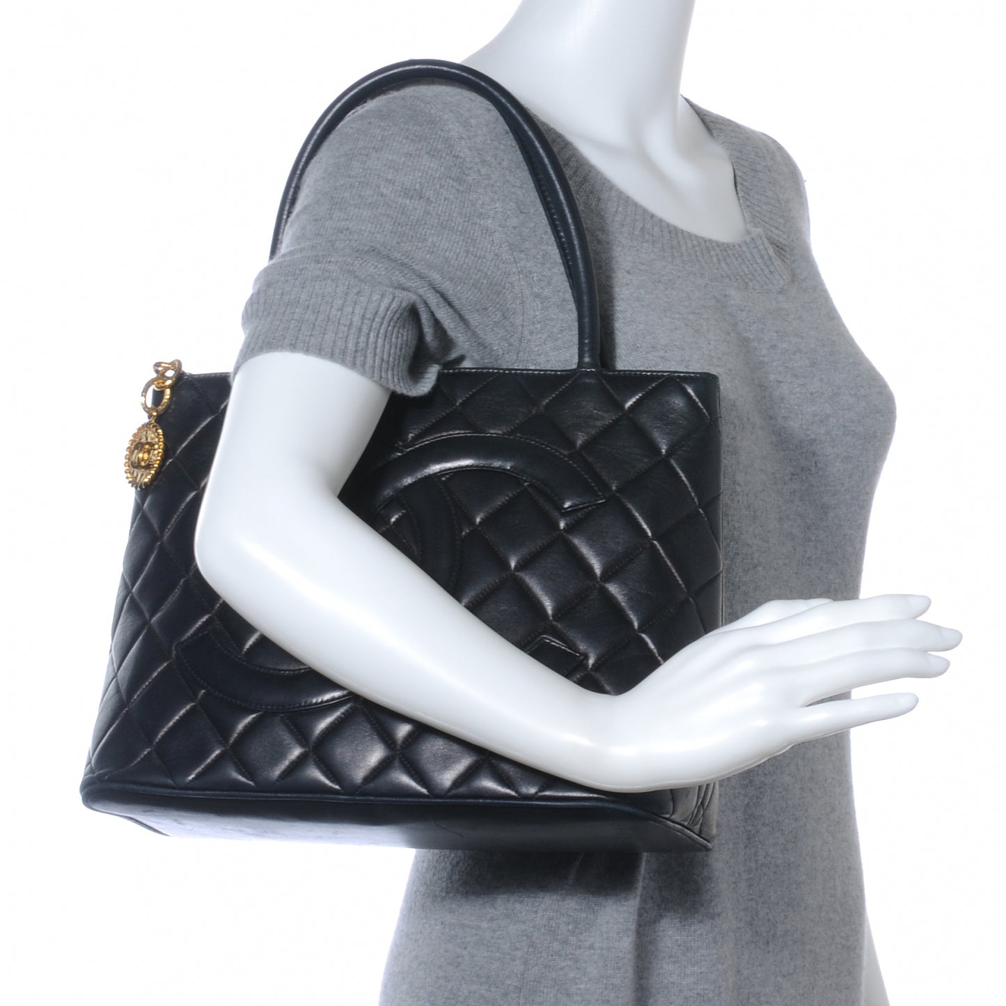 Lambskin Medallion Tote Black