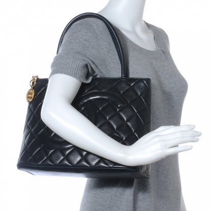 Chanel Lambskin Medallion Tote Black 2 of 8