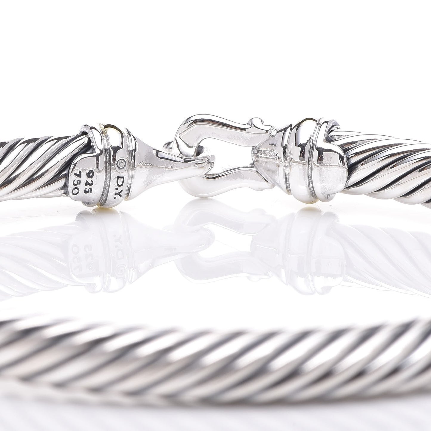 Sterling Silver 18K Yellow Gold 5mm Cable Classic Buckle Bracelet