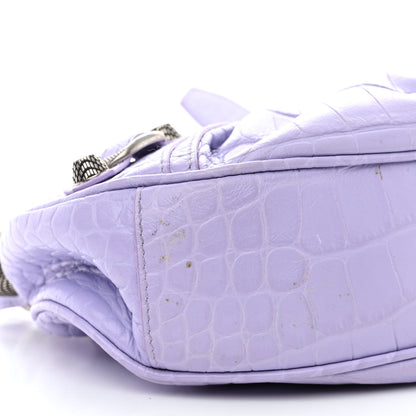 Balenciaga Extra Supple Calfskin Crocodile Embossed Le Cagole Shoulder Bag XS Lilac 10 of 11