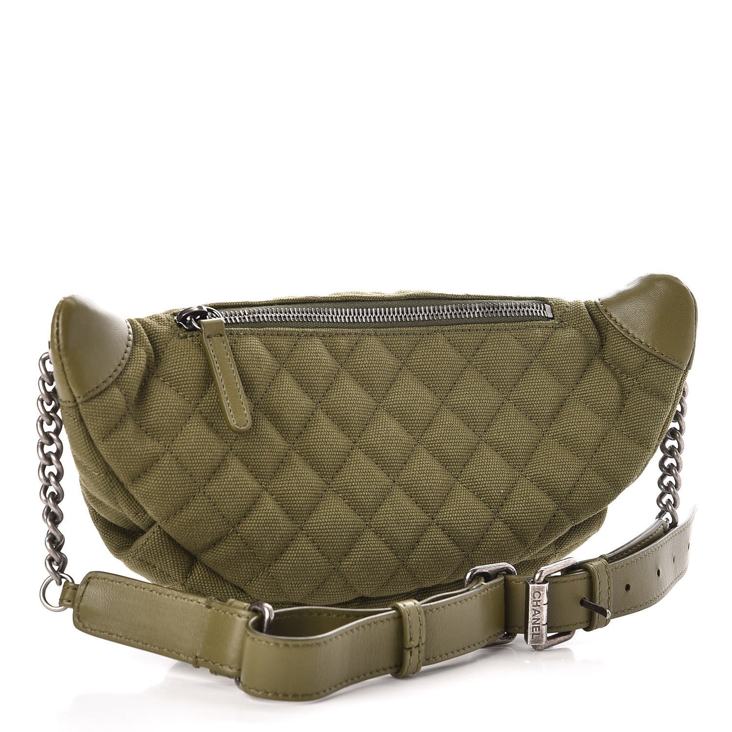 Canvas Lambskin Quilted Coco Cuba Charms Waist Bag Khaki