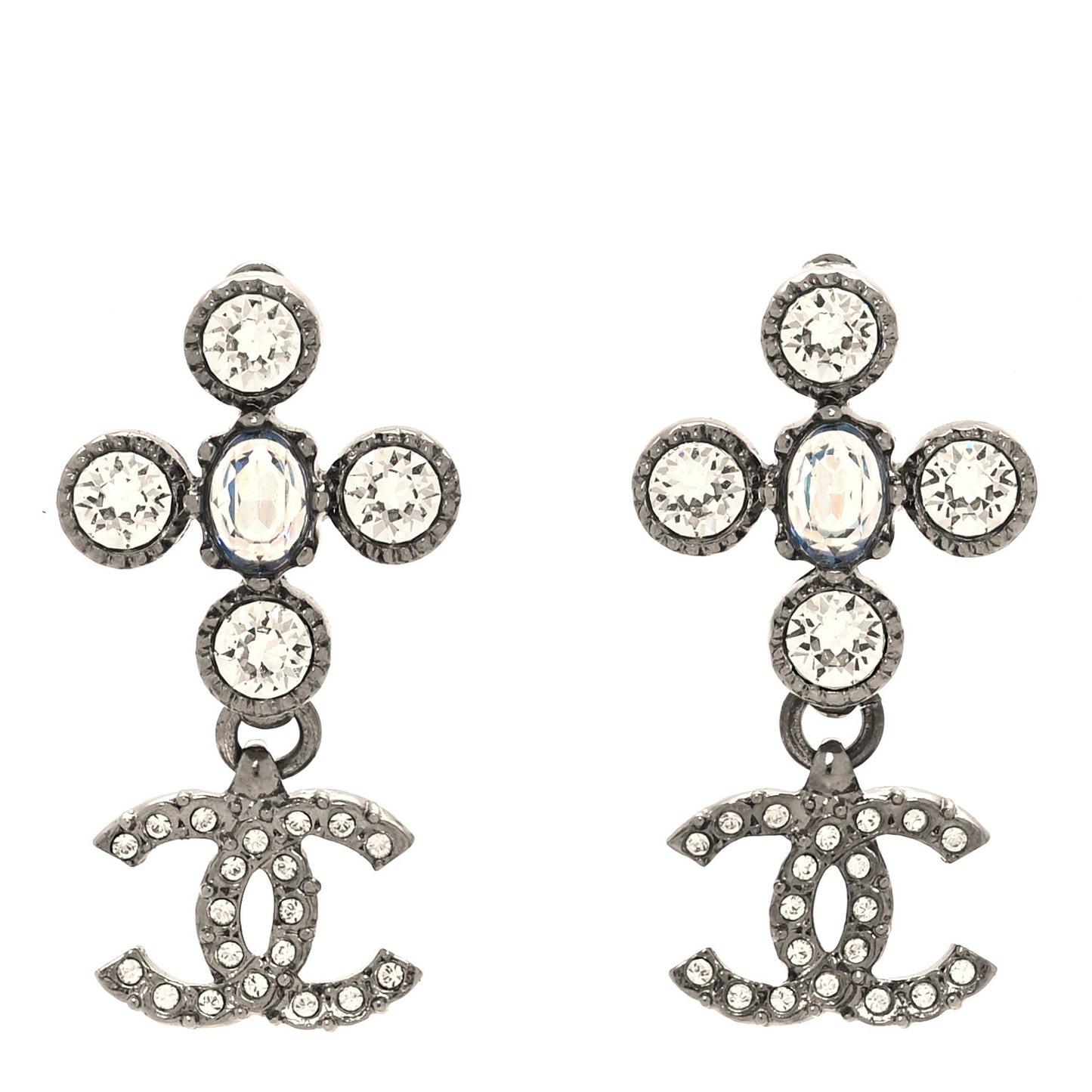 Ruthenium Crystal CC Drop Earrings Blue