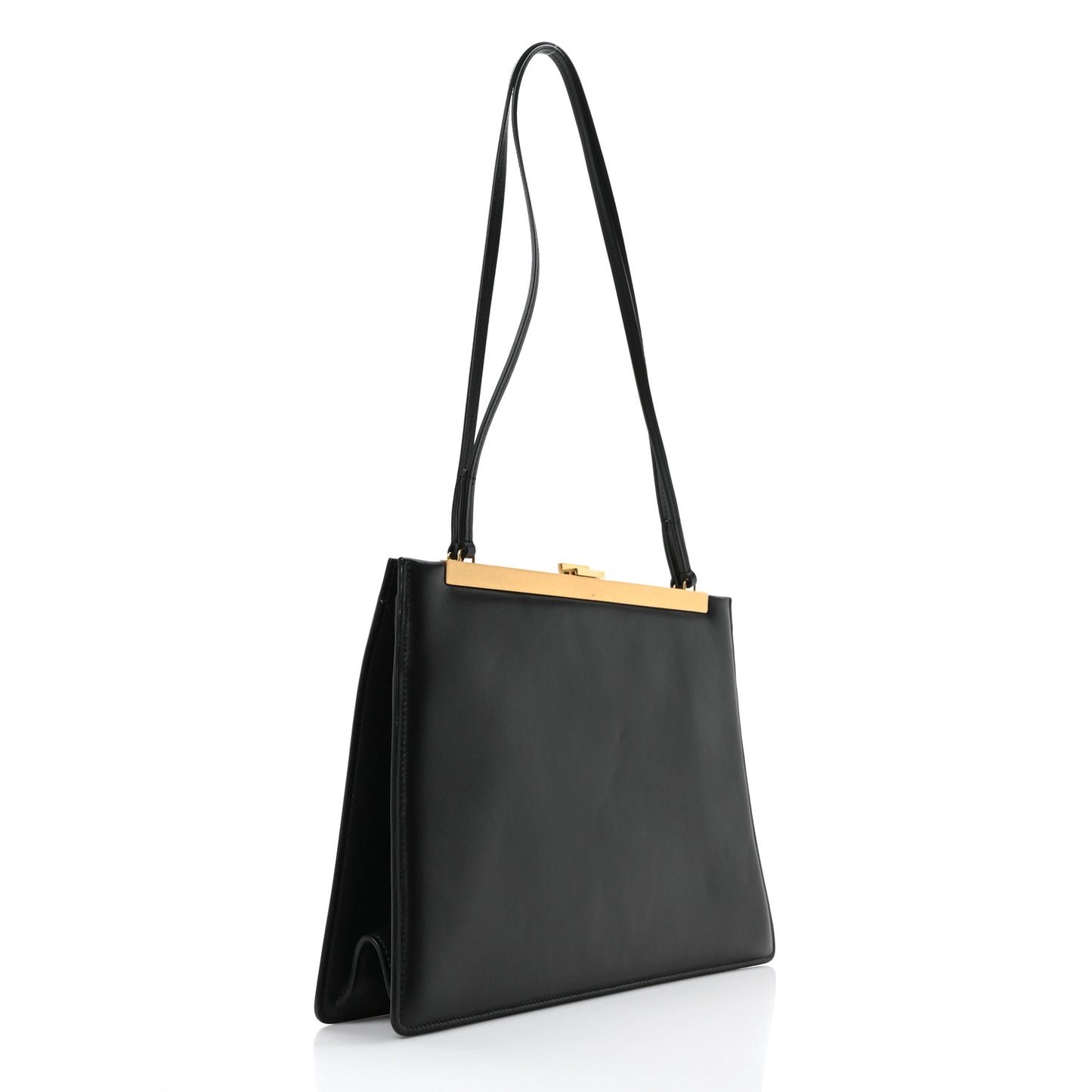 Patina Box Calfskin Medium Clasp Bag Black