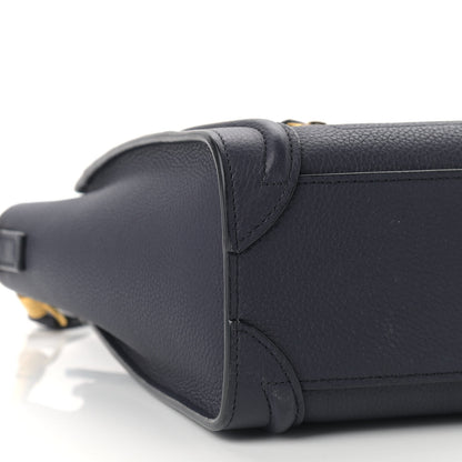 Celine Drummed Calfskin Nano Luggage Navy Blue 5 of 9
