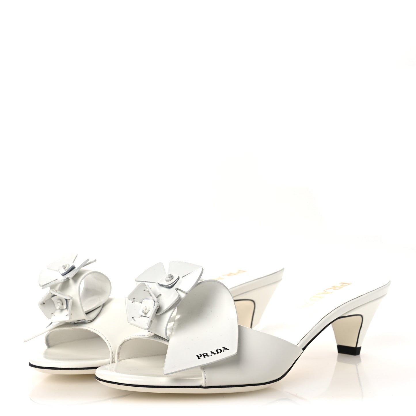 Spazzolato Flower 45mm Slide Sandals 38.5 White