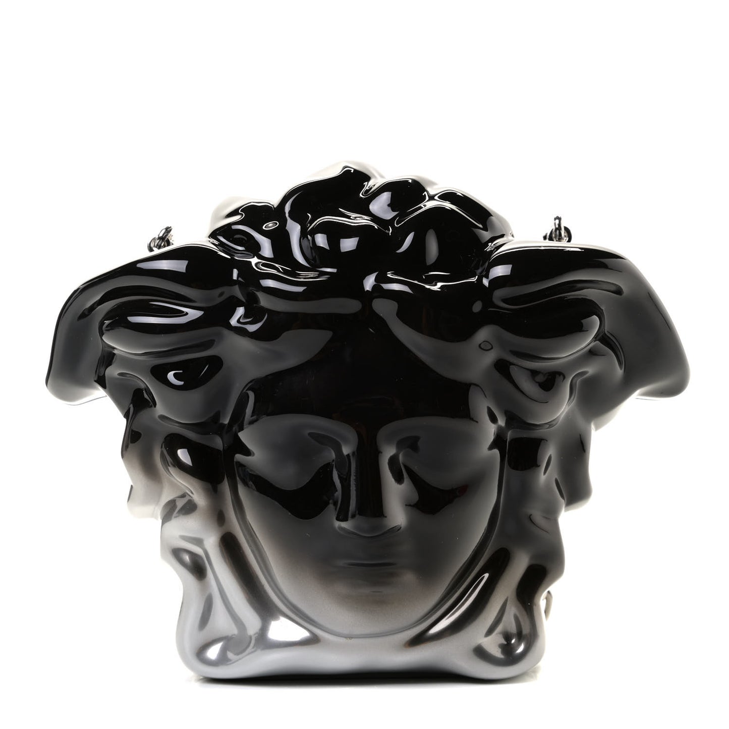 Medusa Head Chain Clutch Black Silver