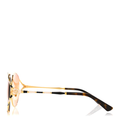 Gucci Metal Round Frame GG0595S Sunglasses Gold Black 3 of 7