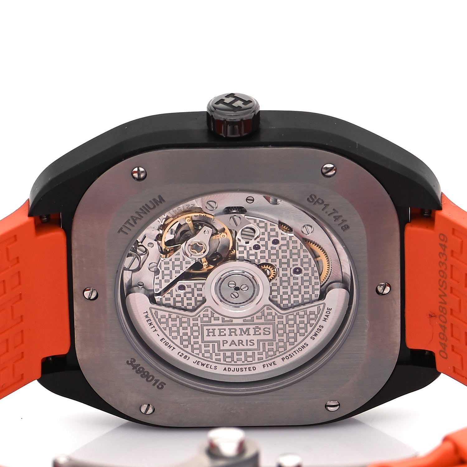 Hermes DLC Coated Titanium Rubber 39mm H08 Automatic Watch Orange 4 of 5
