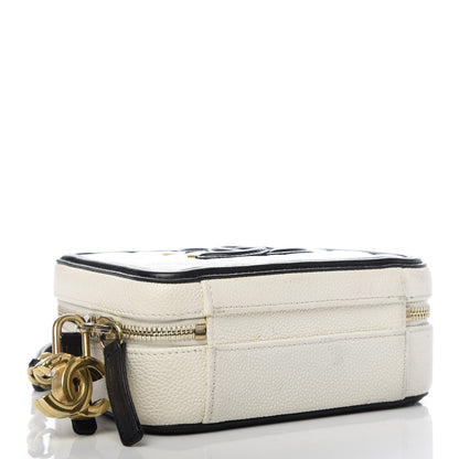 Chanel Caviar Quilted Small CC Filigree Vanity Case White Black 4 of 9