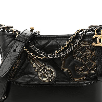 Chanel Aged Calfskin Quilted Charms Small Gabrielle Hobo Black 8 of 10
