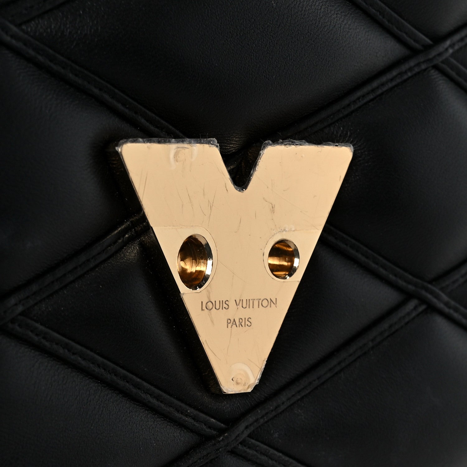 Louis Vuitton Lambskin Malletage Top Handle GO-14 MM Black 6 of 10