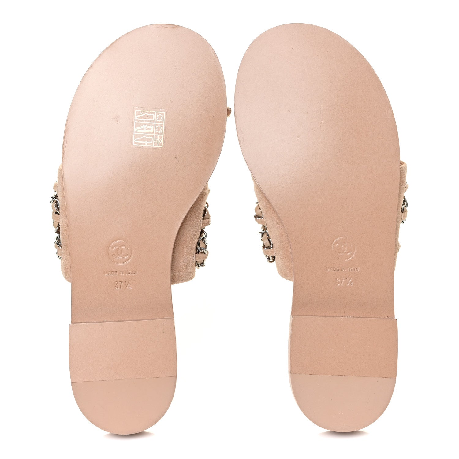 Chanel Lambskin Chain Flat Sandals 37.5 Beige 5 of 10