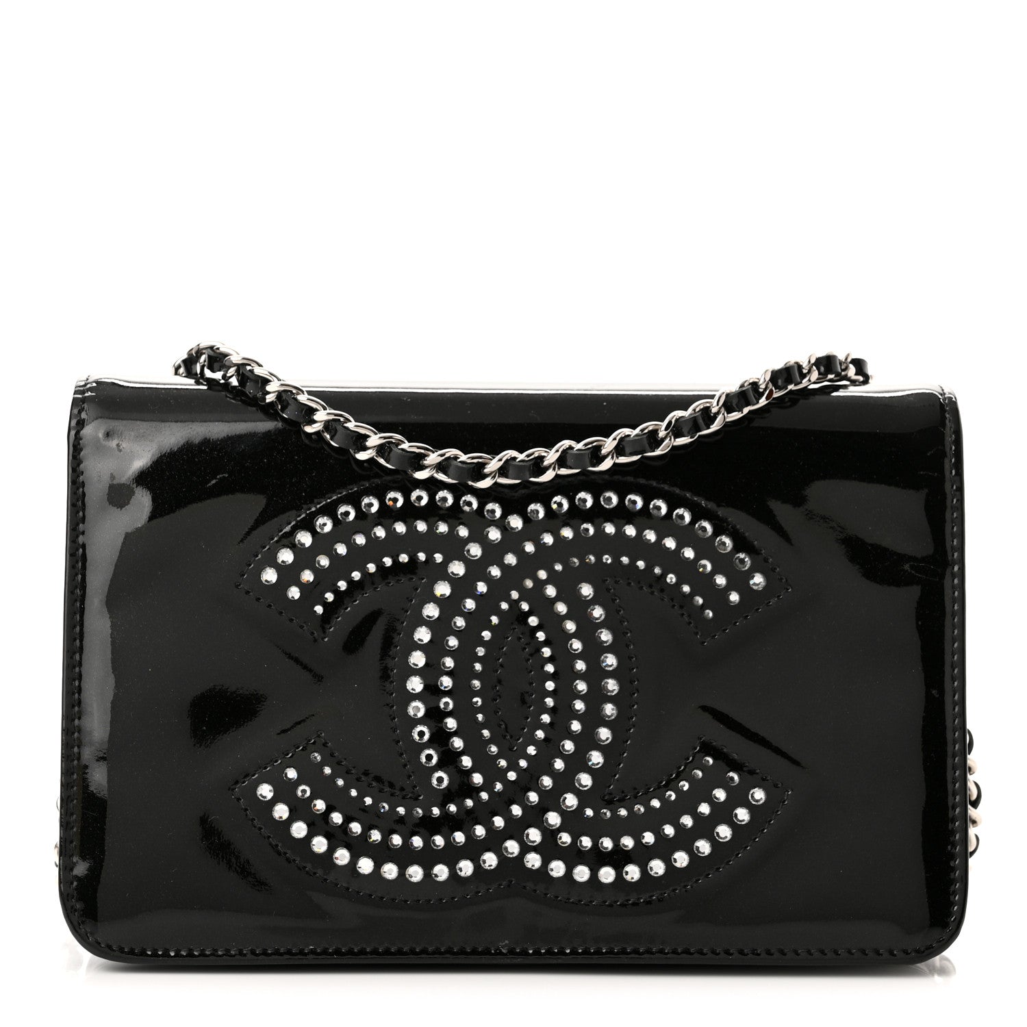 Chanel Patent Strass Wallet On Chain WOC Black 1 of 11