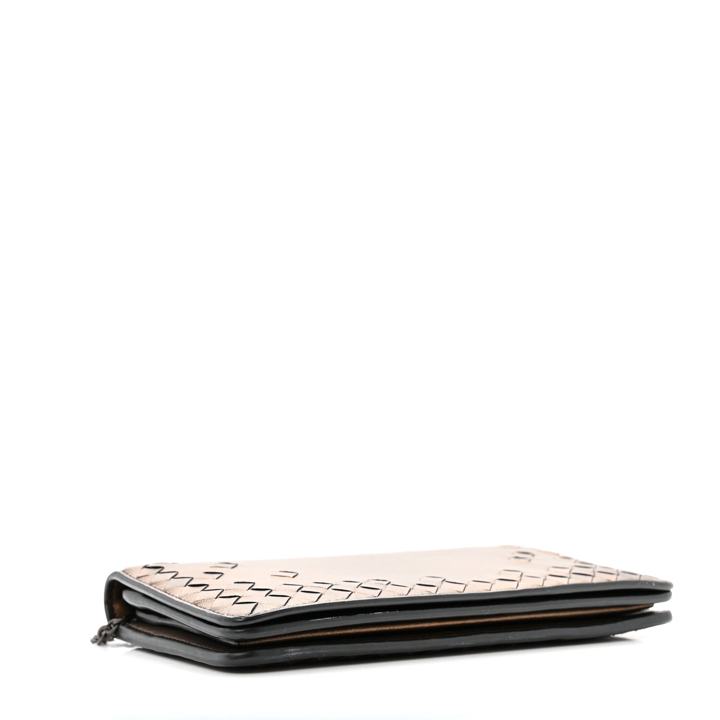 Metallic Nappa Intrecciato Continental Wallet on Chain Dark Copper