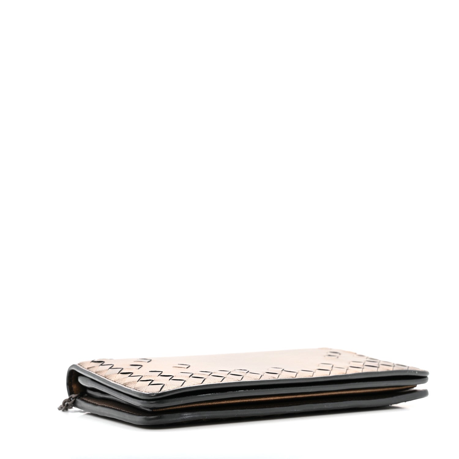 Bottega Veneta Metallic Nappa Intrecciato Continental Wallet on Chain Dark Copper 4 of 14