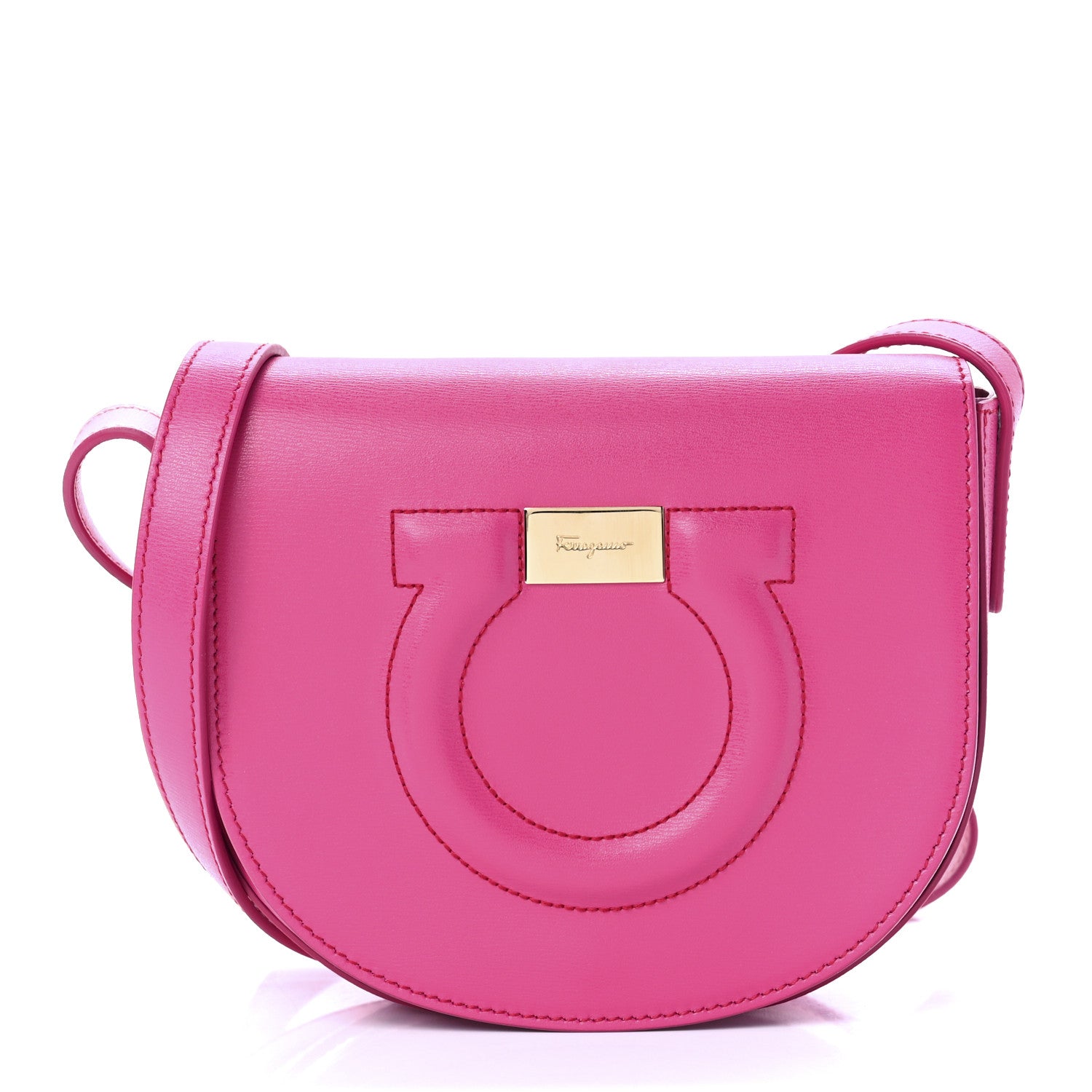 Salvatore Ferragamo Calfskin Gancini City Crossbody Bubble Gum 1 of 9