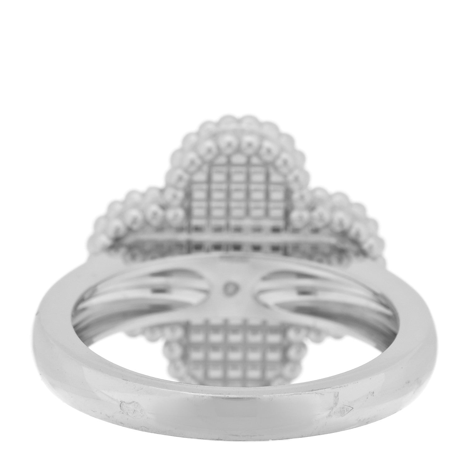 Van Cleef & Arpels 18K White Gold Guilloche Vintage Alhambra Ring 49 5 3 of 4