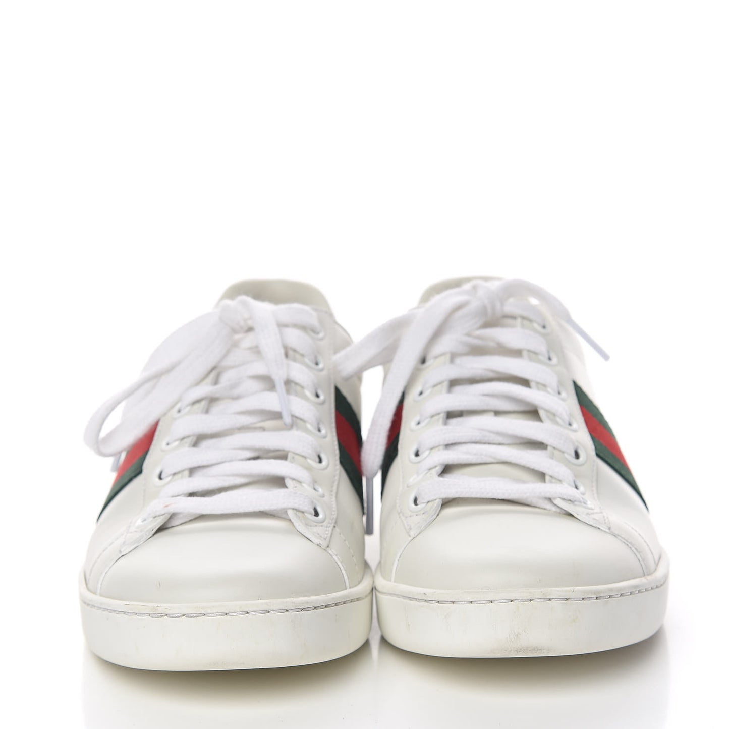 Calfskin Crocodile Web Womens Ace Sneakers 37 White Green