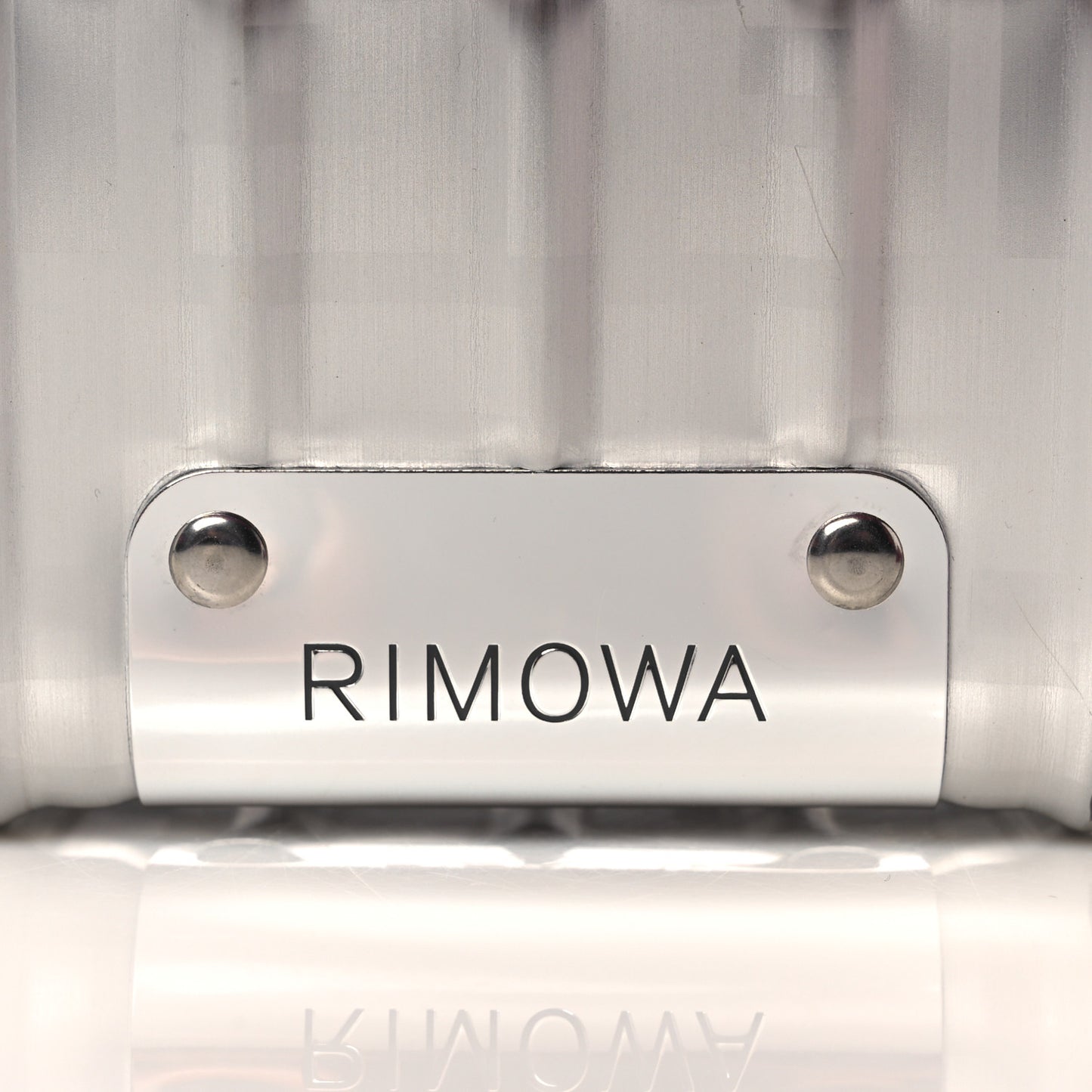 X RIMOWA Aluminum FF Print Roll Away Carry On Luggage Silver Red