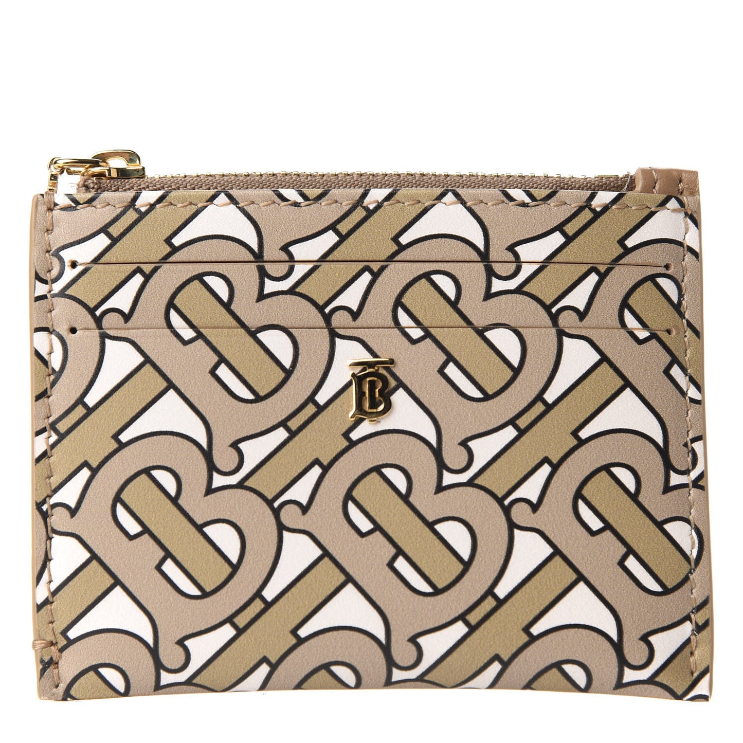 Calfskin Monogram Simone Coin Case Card Holder Beige