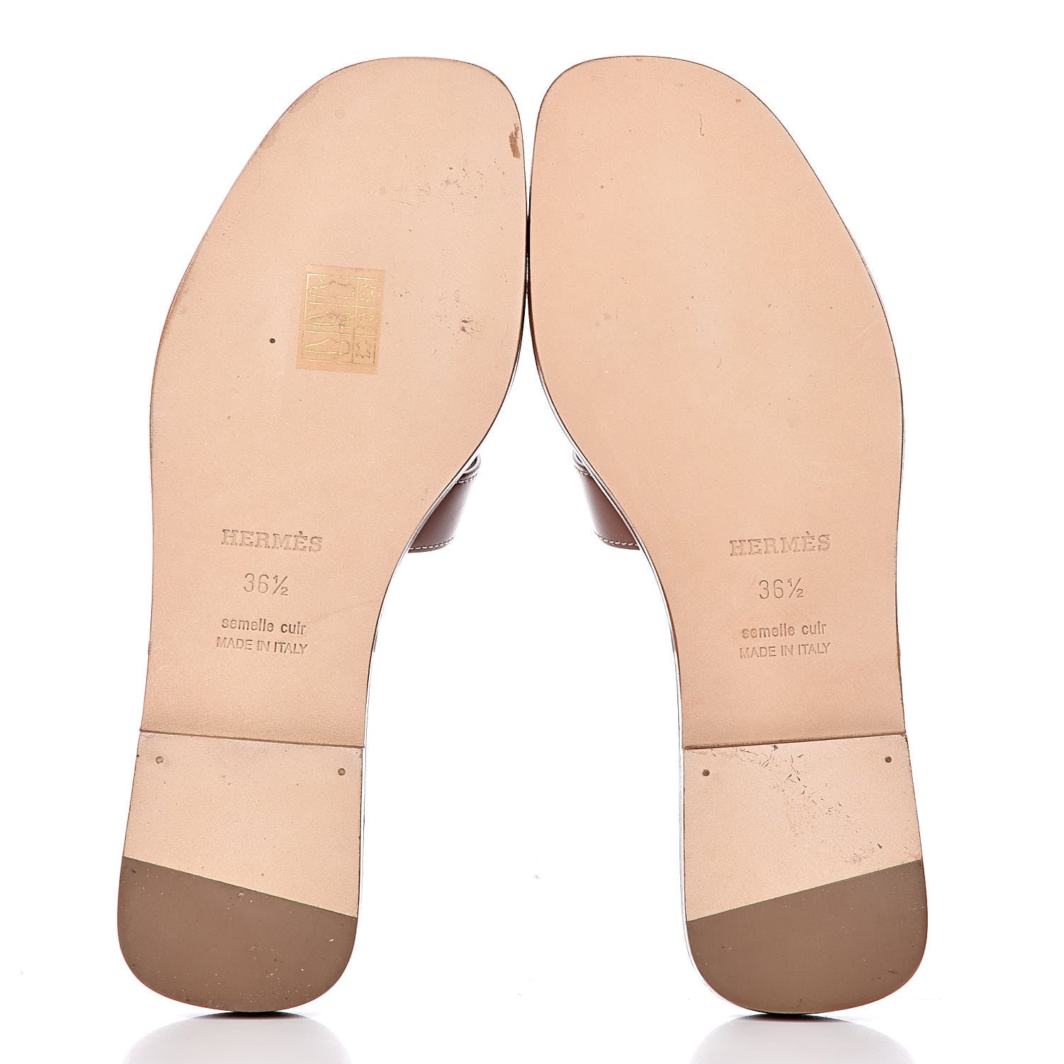 Hermes Box Calfskin Oran Sandals 36.5 Gold 5 of 11