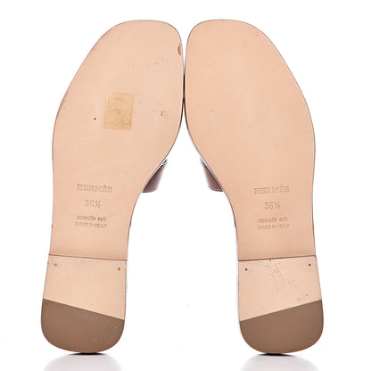 Hermes Box Calfskin Oran Sandals 36.5 Gold 5 of 11