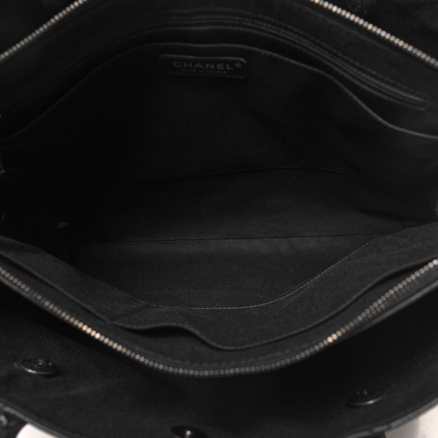 Chanel Grained Vegetal Calfskin Stitched Shopping Tote Black 7 of 12