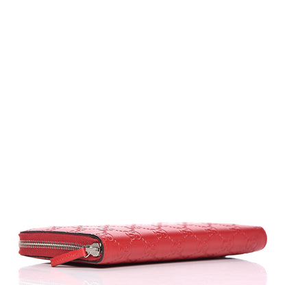 Gucci Guccissima Signature Zip Around Organizer Wallet Hibiscus Red 4 of 10