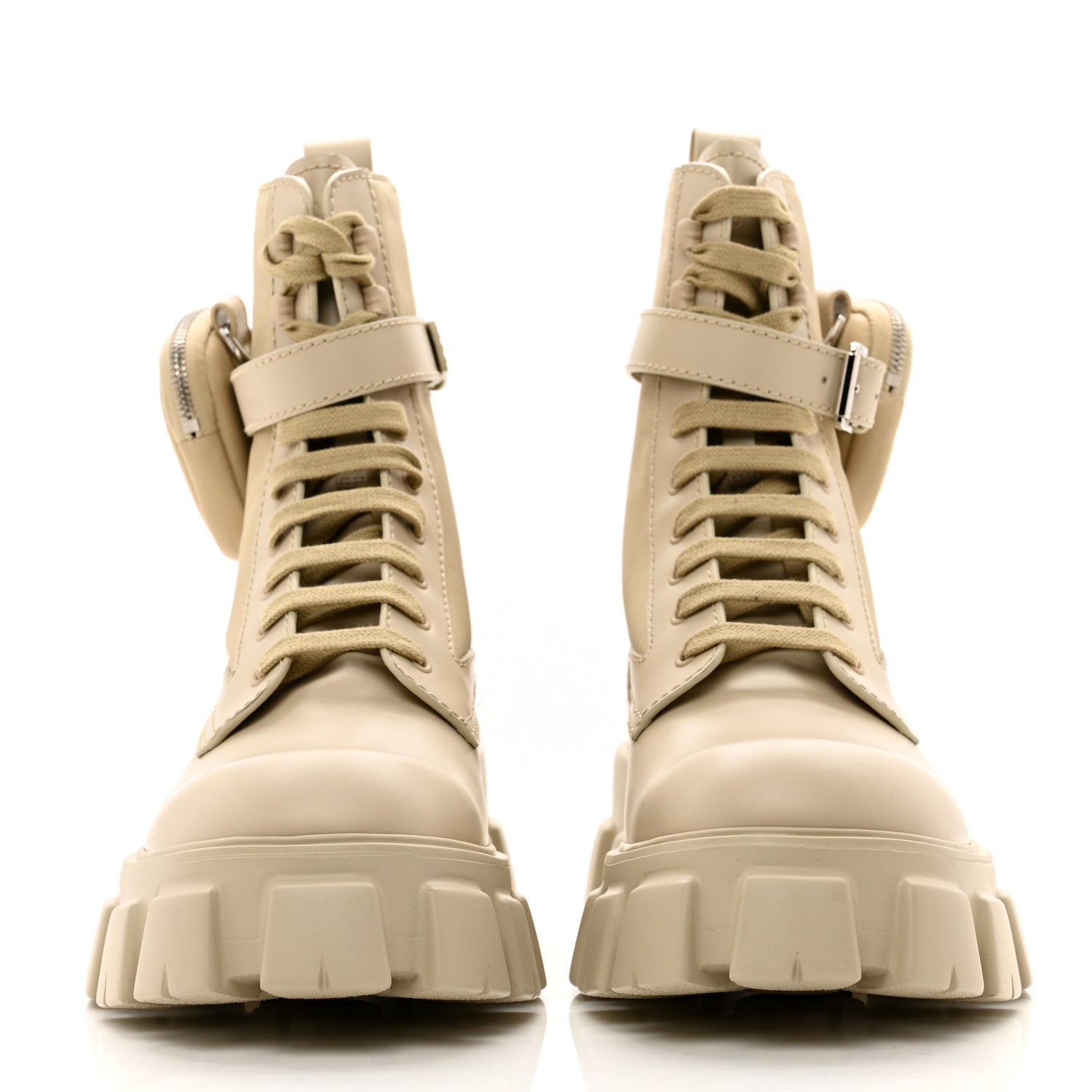 Prada Spazzolato Rois Re-Nylon Metal Triangle Logo Monolith Pouch Pocket 55mm Boots 12 Deserto 2 of 11