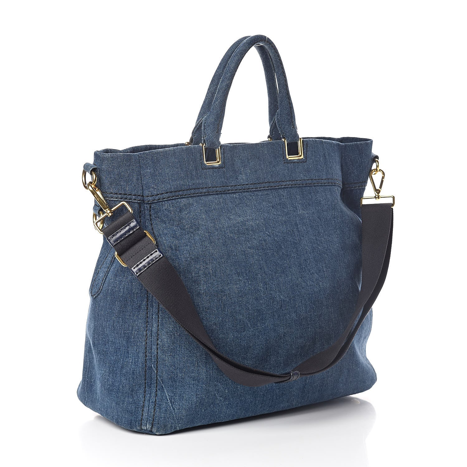 Prada Denim Large Logo Shopping Tote 3 of 9