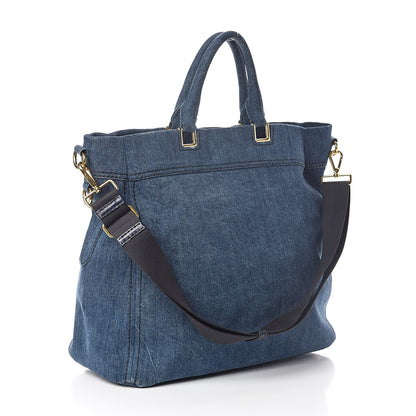 Prada Denim Large Logo Shopping Tote 3 of 9