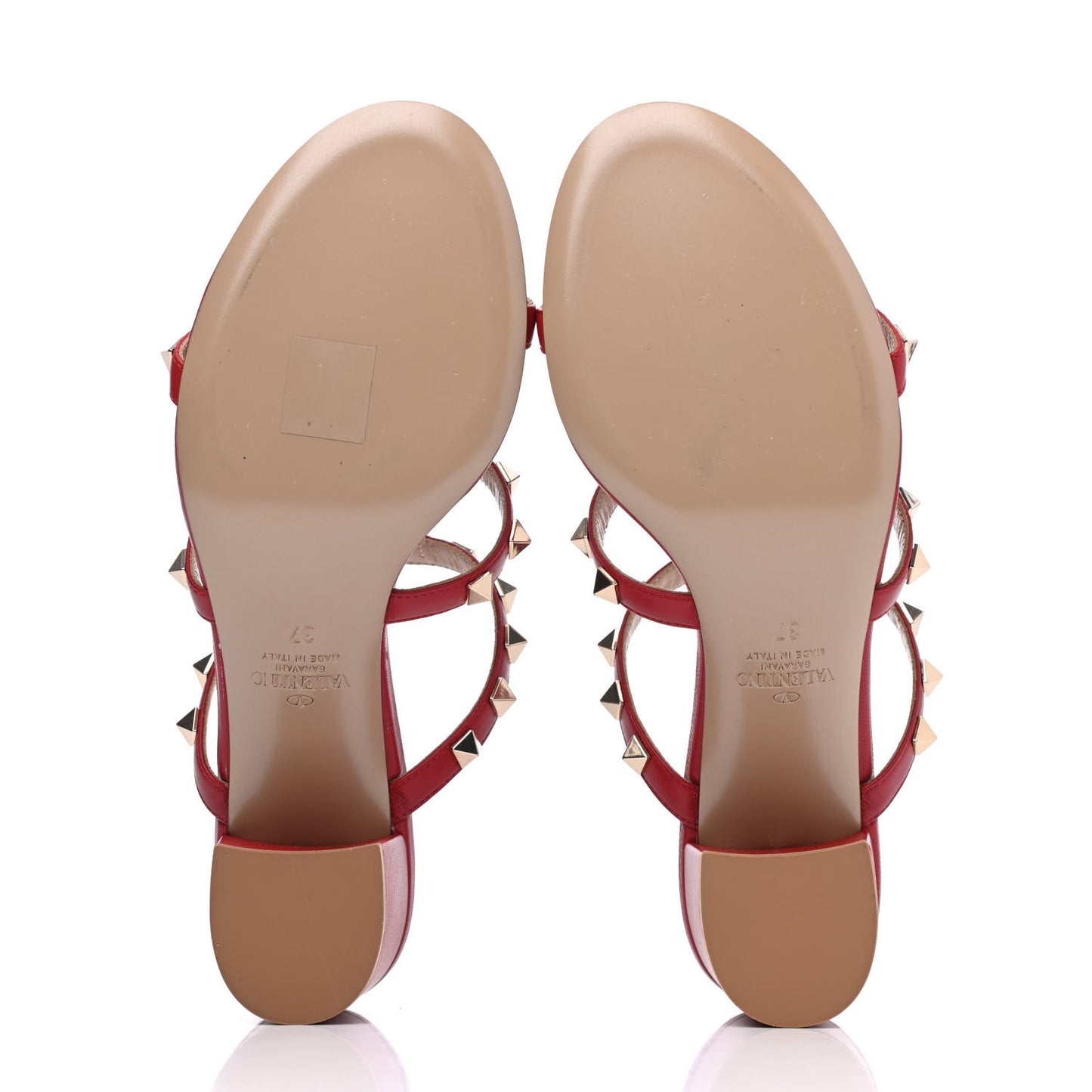 Calfskin Rockstud 60mm Caged Slide Sandals 37 Rosso Valentino