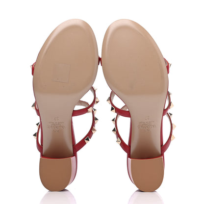 Valentino Garavani Calfskin Rockstud 60mm Caged Slide Sandals 37 Rosso Valentino 5 of 14