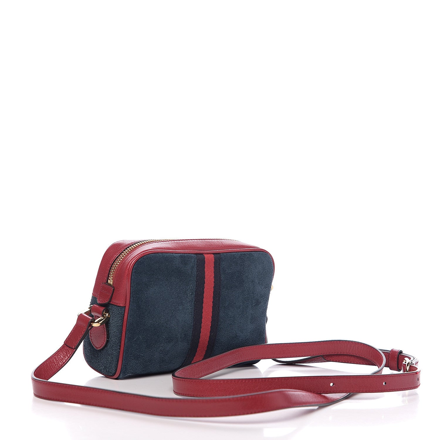 Gucci Suede Calfskin Web Mini Ophidia Shoulder Bag New Blue Romantic Cherry 2 of 9
