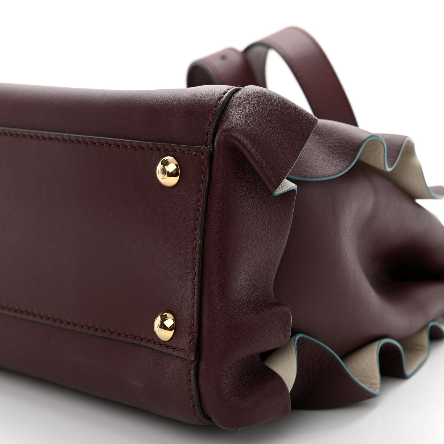 Fendi Vitello Seta Waves Bi-Color Medium Peekaboo Iconic Satchel Bordeaux Latte 10 of 11