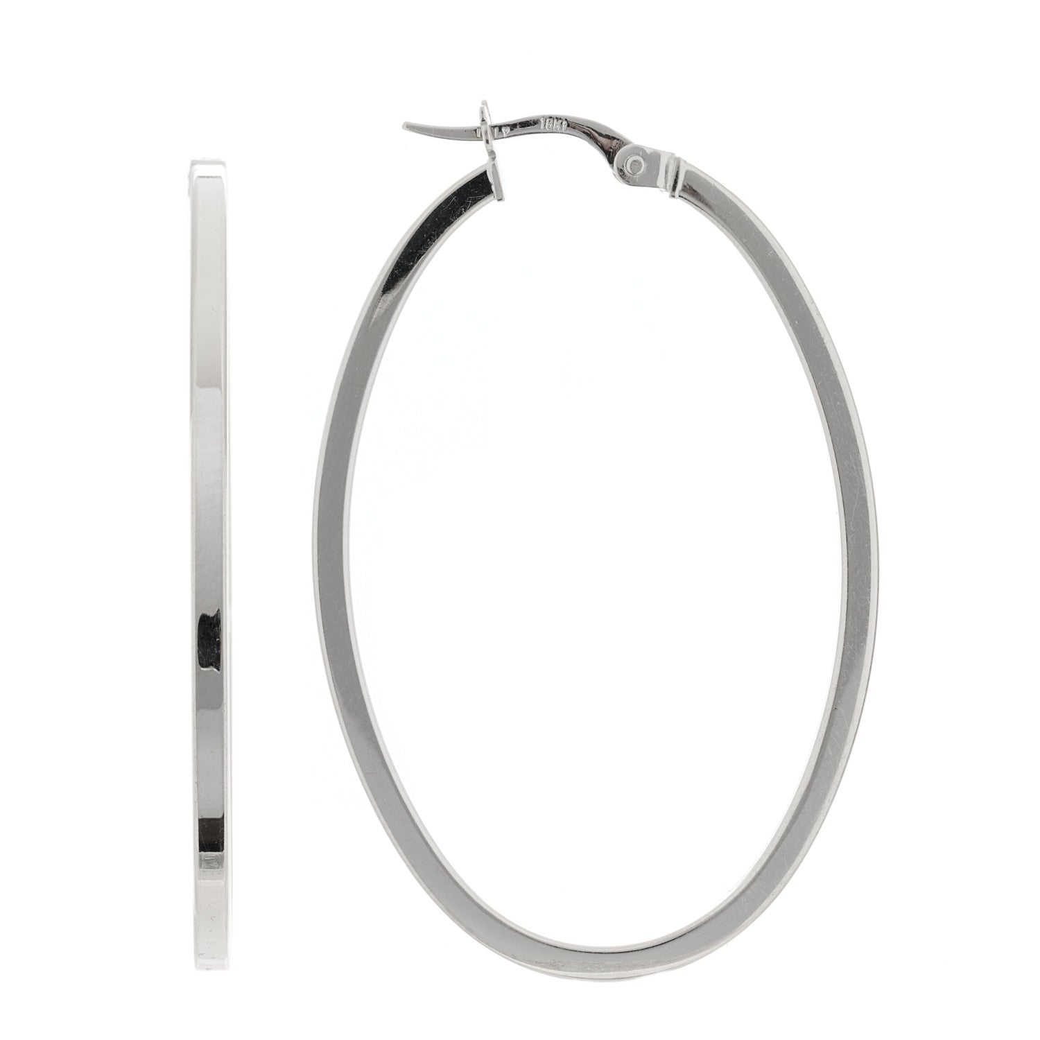 Roberto Coin 18K White Gold Oval Hoop Earrings 1 of 4