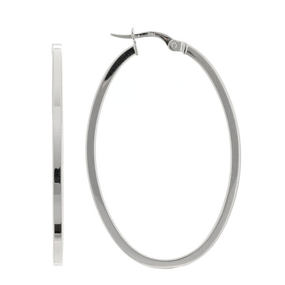 Roberto Coin 18K White Gold Oval Hoop Earrings 1 of 4