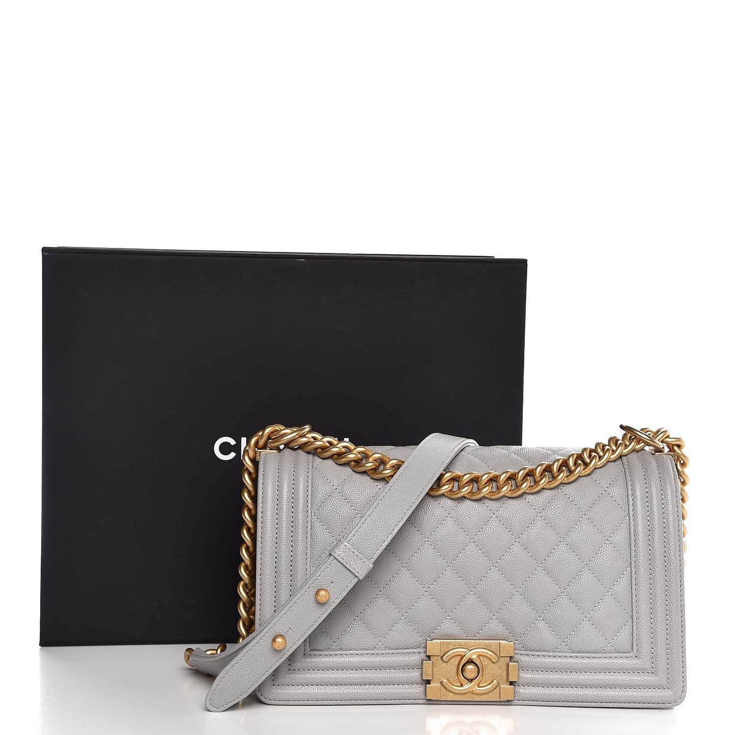Chanel Caviar Quilted Medium Boy Flap Grey 8 of 8