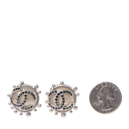 Chanel Crystal CC Earrings Black Silver 2 of 7