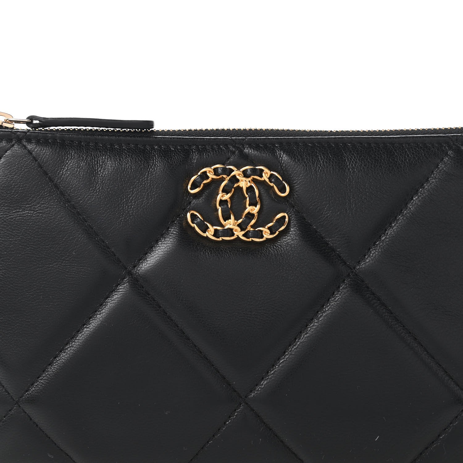 Chanel Goatskin Quilted Small Chanel 19 Pouch Black 10 of 11