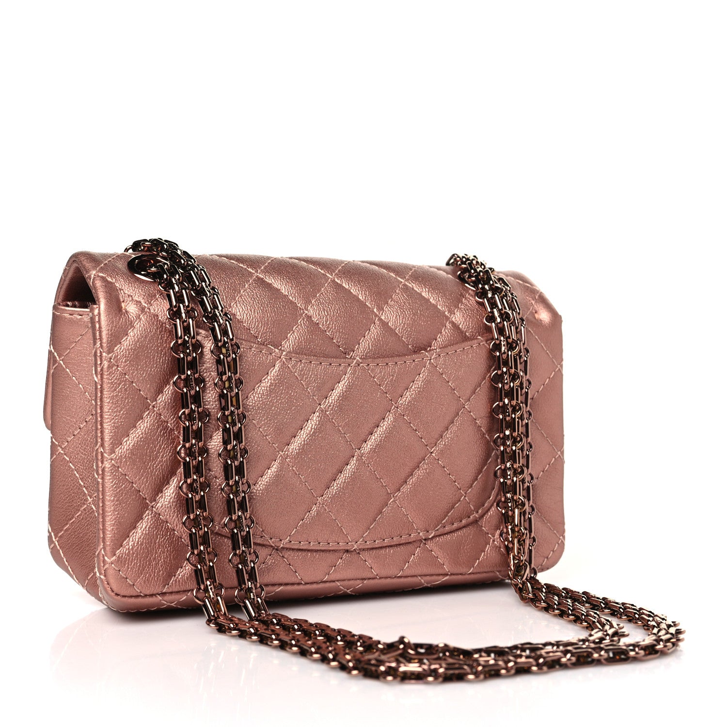 Chanel Metallic Grained Calfskin Quilted 2.55 Reissue Mini Flap Copper Pink 3 of 9