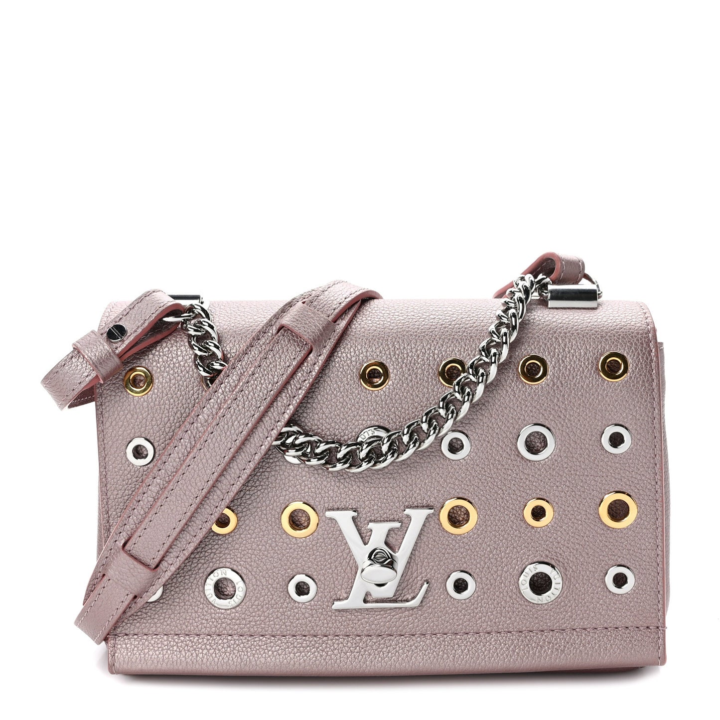 Soft Calfskin Eyelet Lockme II Chain Bag BB Rose Gold